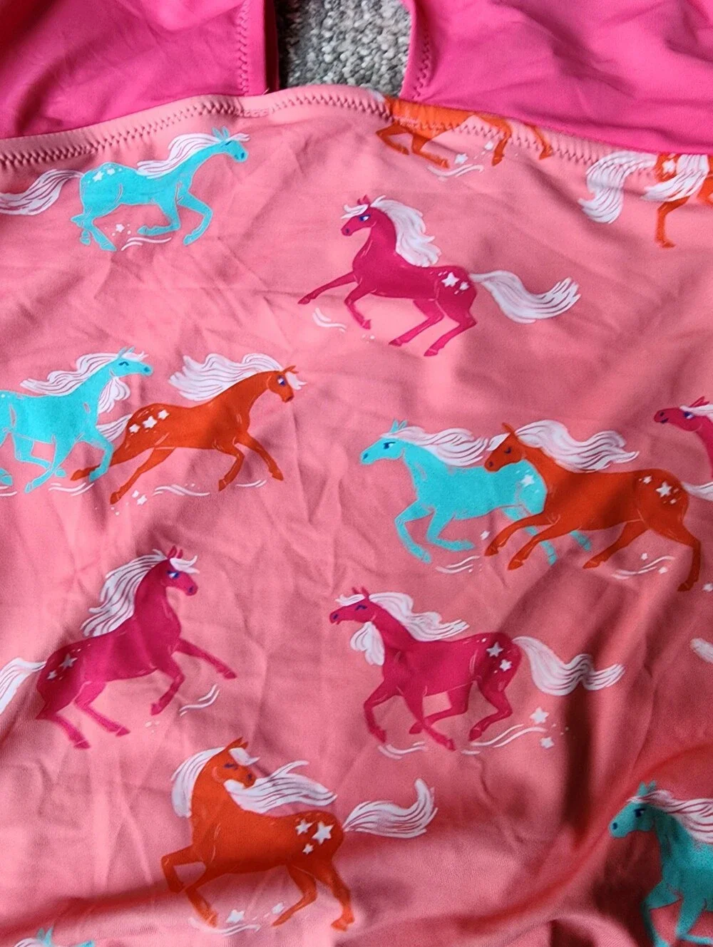 Hatley Playful Horses Tie Front One Piece Swimsuit Size 10 Color Pink NWT